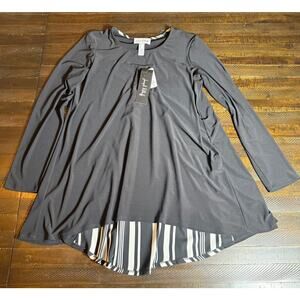 NWT $198 Joseph Ribkoff High Low Tunic Peekaboo Striped Back Size 8 Super Soft